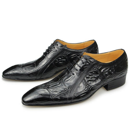 Casual Fashion Men's Dress Shoes Classic Mens Oxfords Formal Business Shoes Modern Derby Oxford Comfortable Crocodile Homme