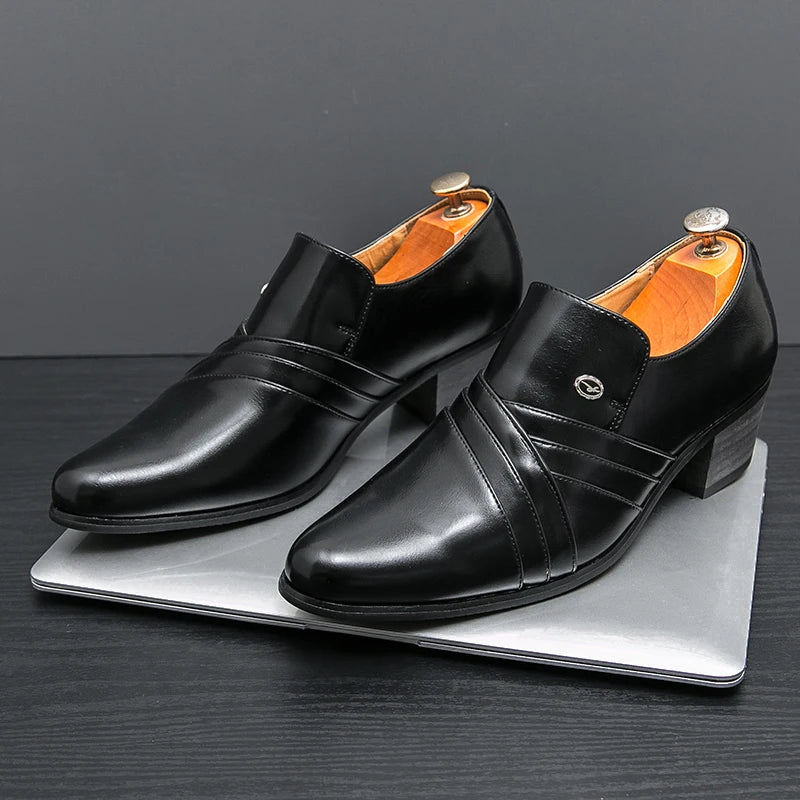 High-End Marke Herren Business Schnürschuhe Leder Erhöhte Höhe Britische Schuhe Herren Spitz zulaufende Zehe Schuhe Hochzeit Stiefel Größe:37-46