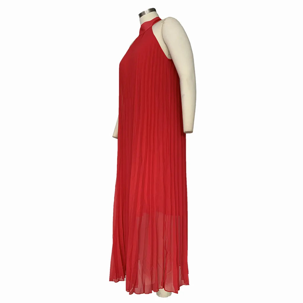 Wmstar Damen Übergröße Langarmkleid Ärmellos Bandage Neckholder Hohl Gesplitzt A-Linie Maxikleider Outfits Großhandel Dropshipping