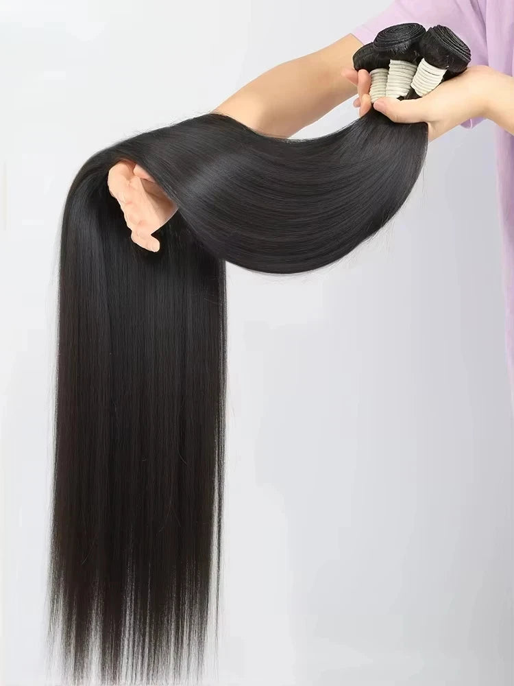 Real Human Hair Bone Straight Bundles 30 40 Inches Raw Hair 1 3 4 Bundles Brazilian Hair Weave Extensions For Black Women