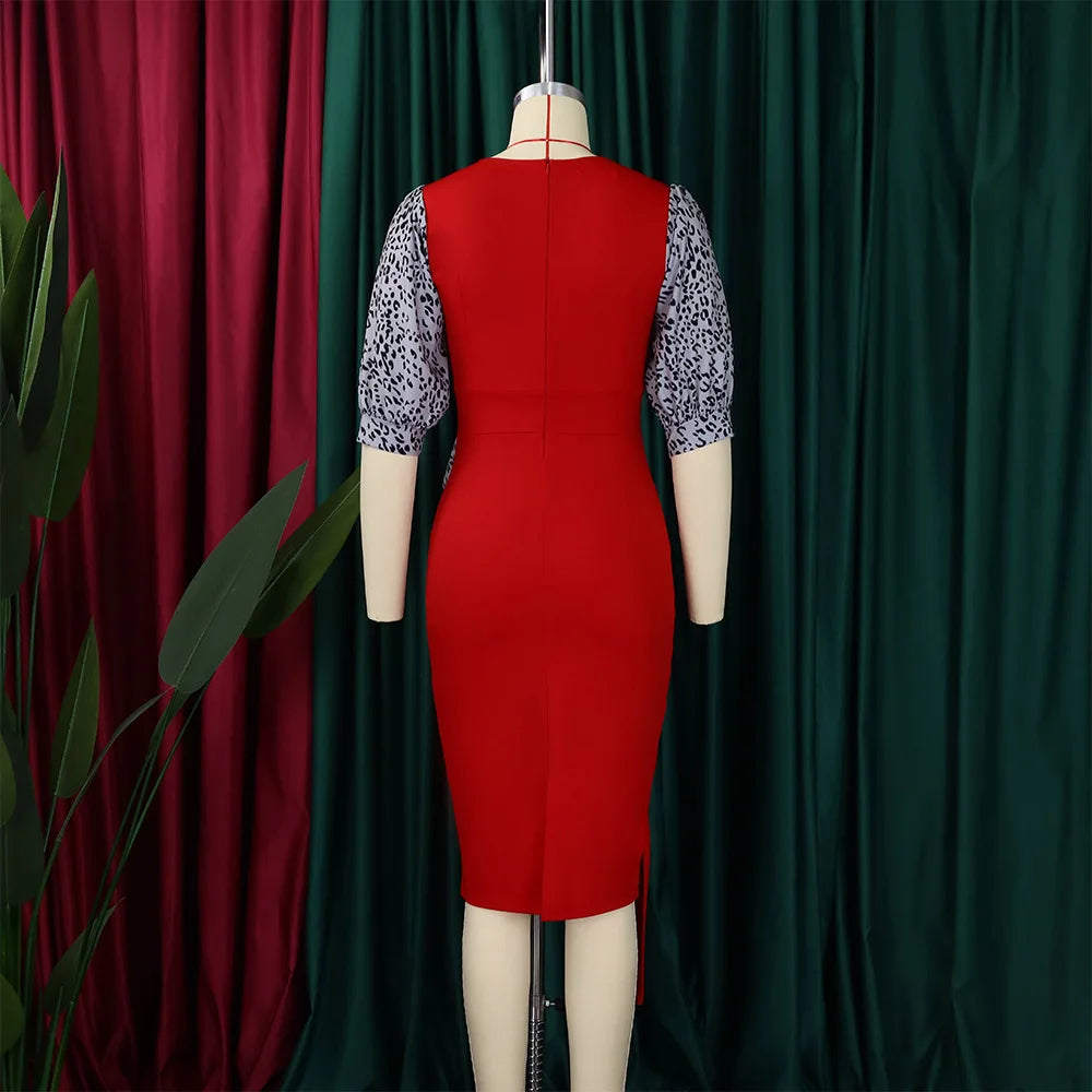 FairyShely 2025 Short Sleeve Patchwork Plus Size Dress Women Large Bodycon Big Dresses Lady Summer Party Tight Curvy Dress