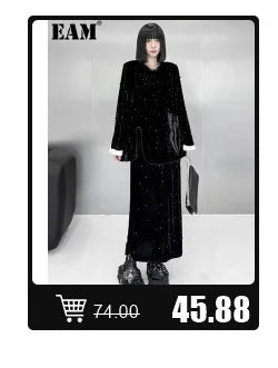 [EAM] Loose Fit Black Pu Leather Mesh Elegant Jacket New Lapel Long Sleeve Women Coat Fashion Tide Spring Autumn  17A8517