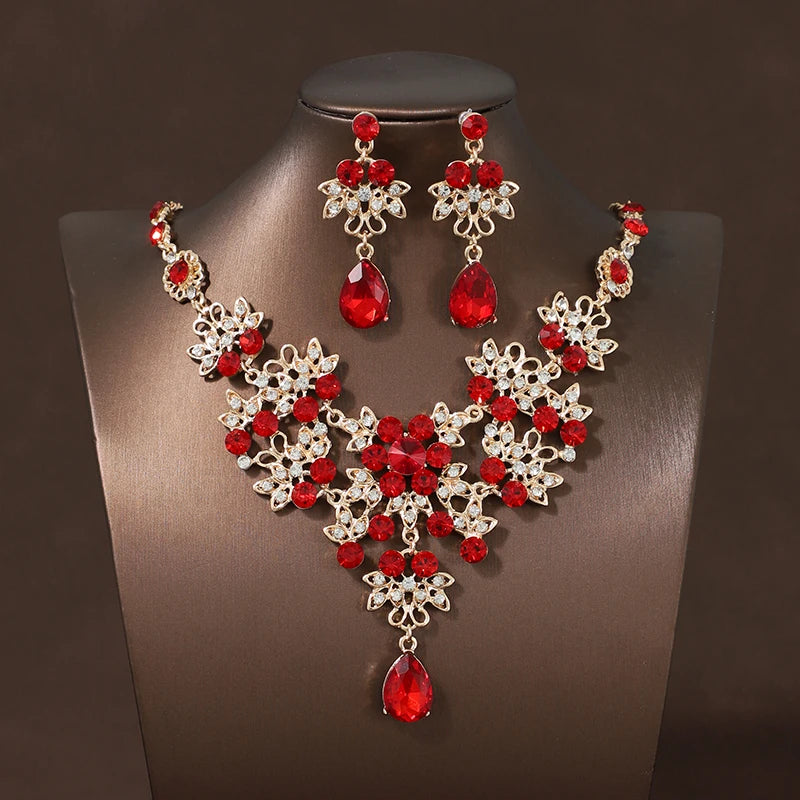 Itacazzo Bride Accessories Exquisite Necklace Earrings Three Piece Set&Suitable for Women's Wedding, Birthday, Party Matching