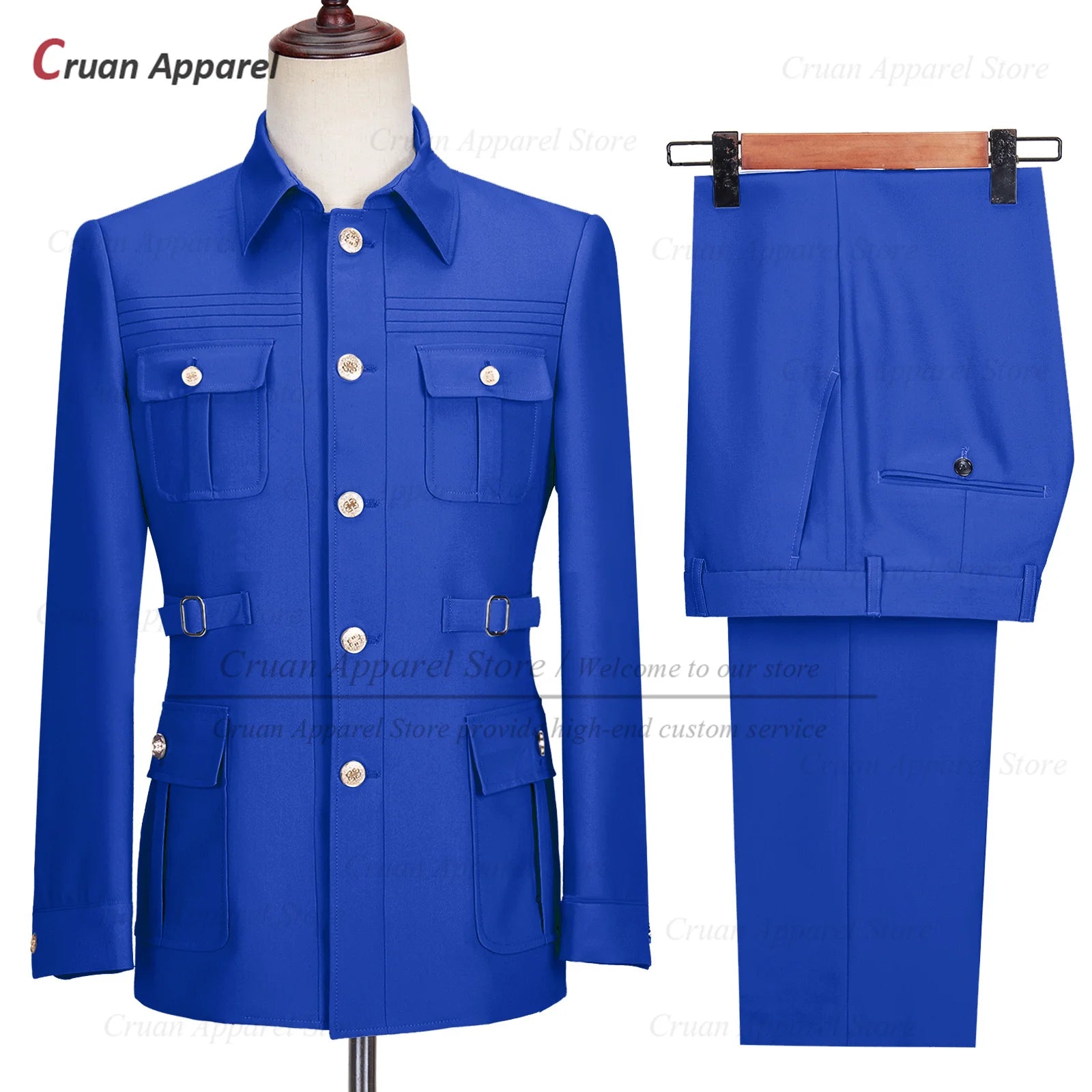 Fashion Men Suit Sets Costumes Formal Chinese Tunic Suit Blazer Pants 2 Pieces Tailor-made Wedding Business Prom Slim Fit Tuxedo