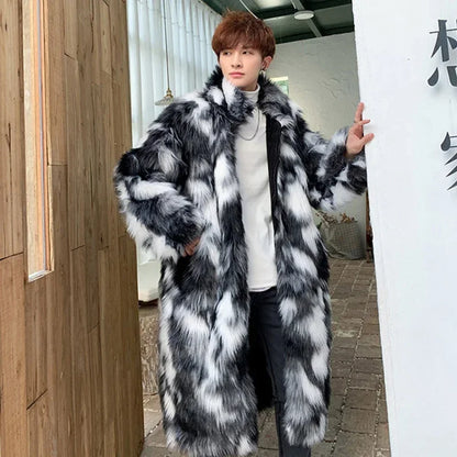 Autumn Winter Fur Coat Men's Warm Thick Parka Men Casual Long Maxi Man Streetwear Wild Loose Jacket Male Windbreaker Overcoat