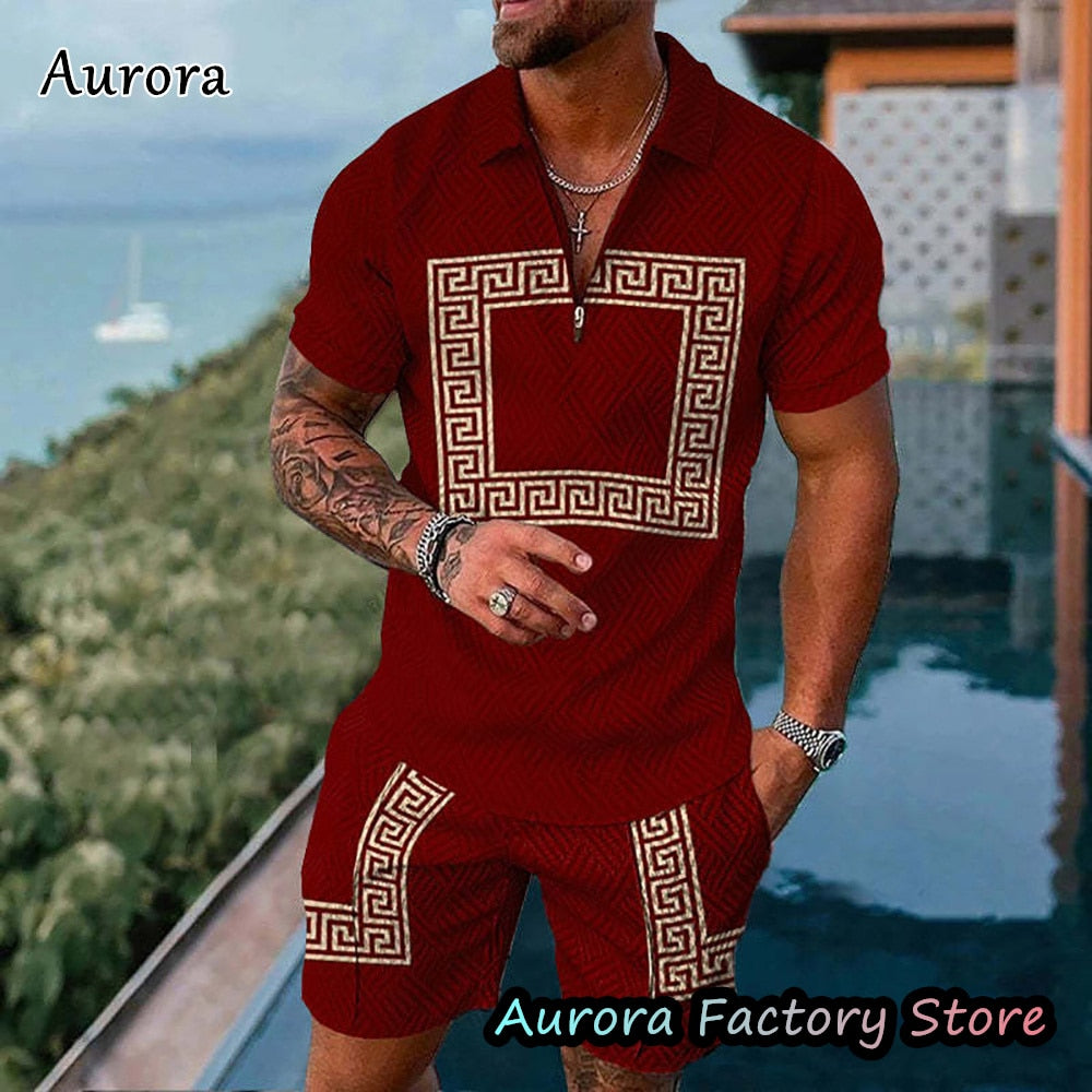 Luxury Men&#39;s Polo Set Summer Vintage Tracksuit Casual Stylish Outfit Male Polo Shirt Suit Hawaii Style Clothing New Streetwear