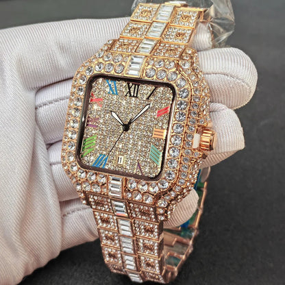 NO logo Hot Fashion Full Diamond Watch Men Brand Hip Hop Iced Out Bling Square Quartz Wristwatch For Man Jewelry Dropshipping