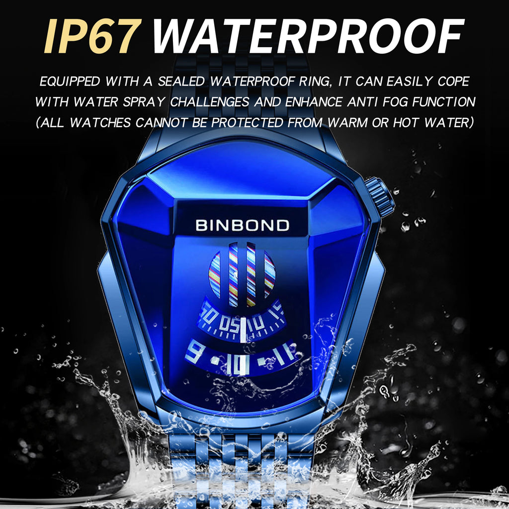 BINBOND Iron Man Face Orginal Brand Quartz Watches For Man Luxury Waterproof Men's Watch Sturdy Reloj Free Ship