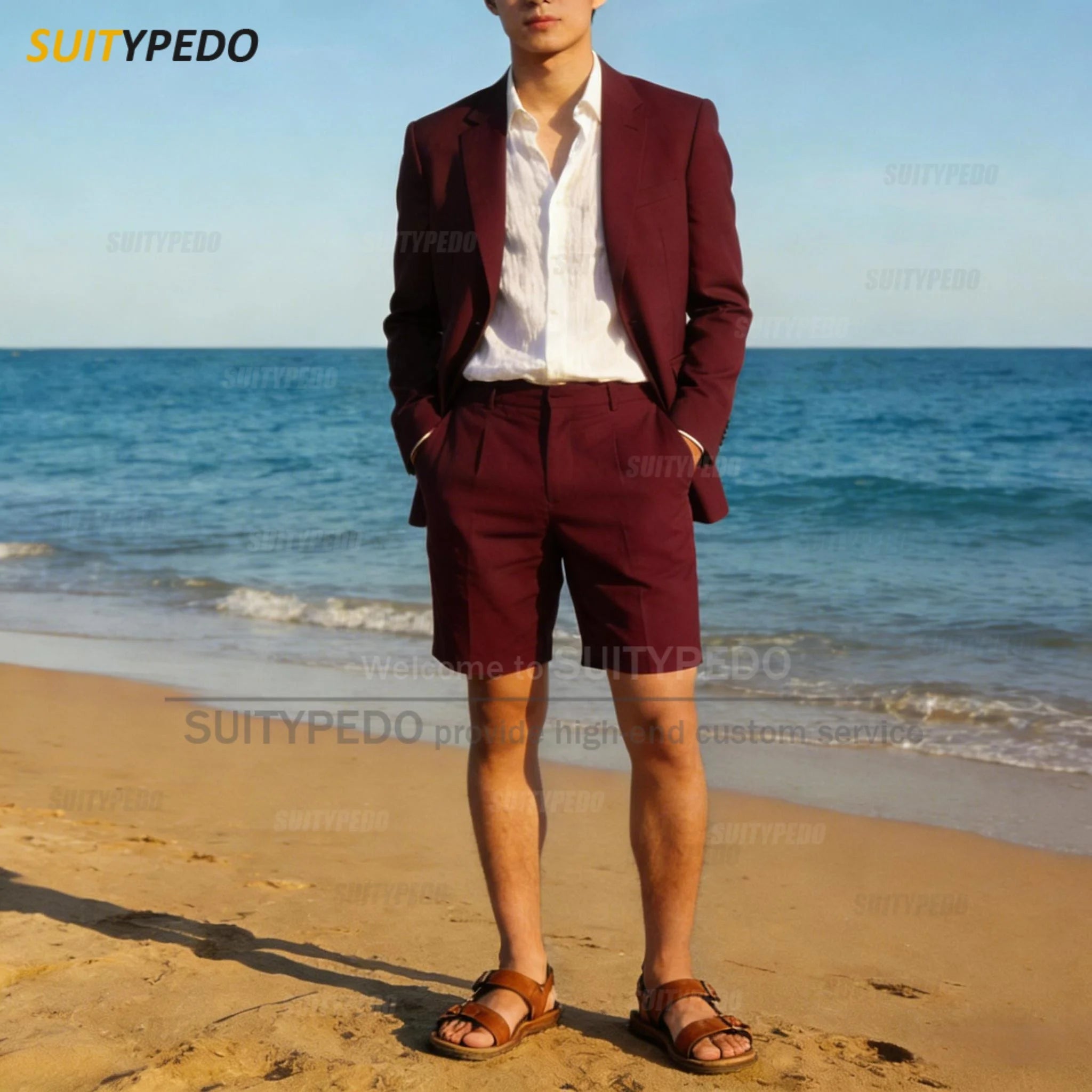 Summer New Design Suit Sets For Men 2 Piecs Blazer And Shorts Fashion Single Breasted Daily Beach Wedding Party Prom Suit Attire