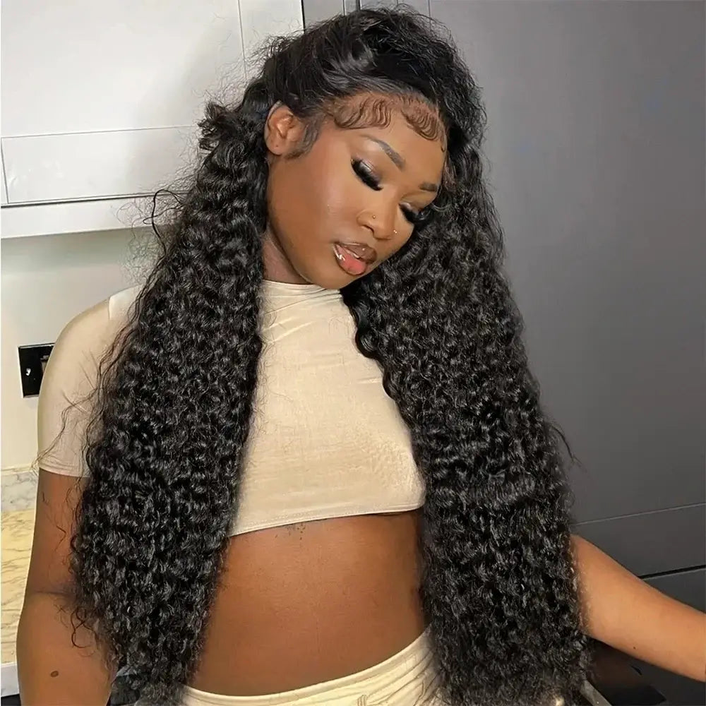 300% Hohe Dichte Loose Deep Wave 40 46 50 Zoll 13x6 13x4 HD Lace Frontal Echthaarperücke Brasilianische 360 Voll-Lockenperücken Für Frauen