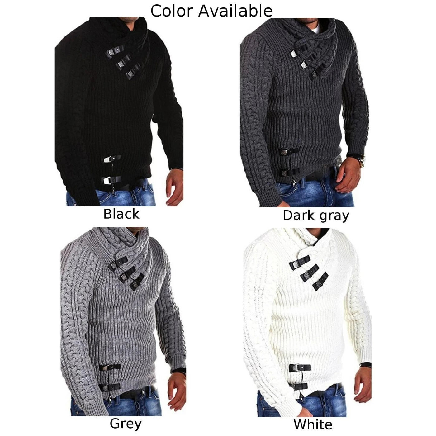 Mens Autumn Winter Scarf Collar Long Sleeve Cable Slim Fit Knitted Jacket Turtleneck Pullover Sweaters Fashion Men Swaeter