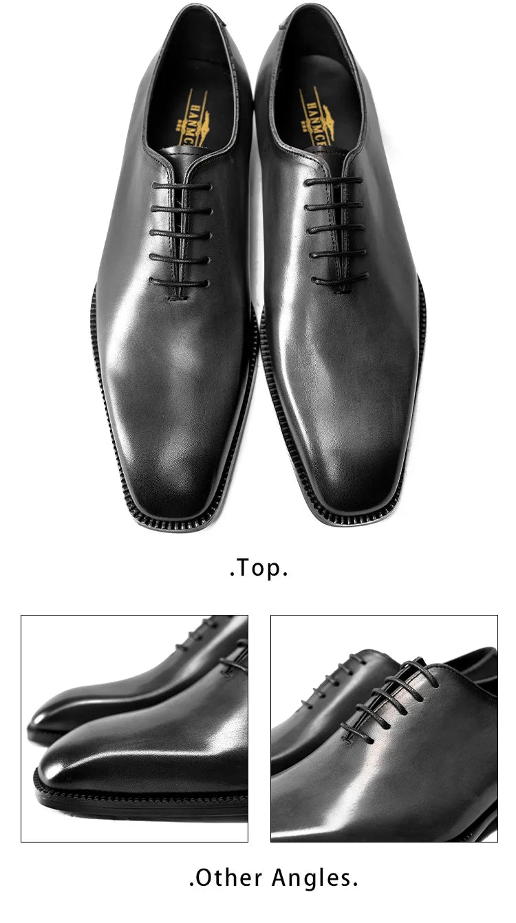 Luxuriöse Herren-Business-Schuhe aus echtem Leder, handgefertigte Whole Cut Oxfords, Schnürschuhe mit spitzer Zehe für Hochzeiten