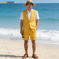 Summer New Design Men Suit Sets 2 Piecs Brief  Sleeveless Blaze And  Shorts Single Breasted Daily Beach Wedding Party Prom Suit