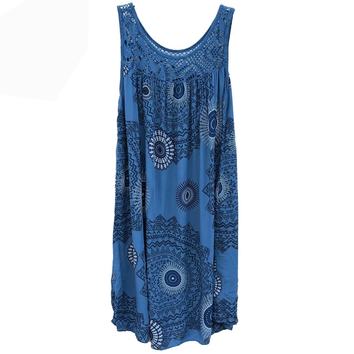 Damenbekleidung Sommer ärmelloses Trägerkleid Spitzenmuster ärmellos großer Schwung lockeres sexy Kleid langer Rock Übergröße