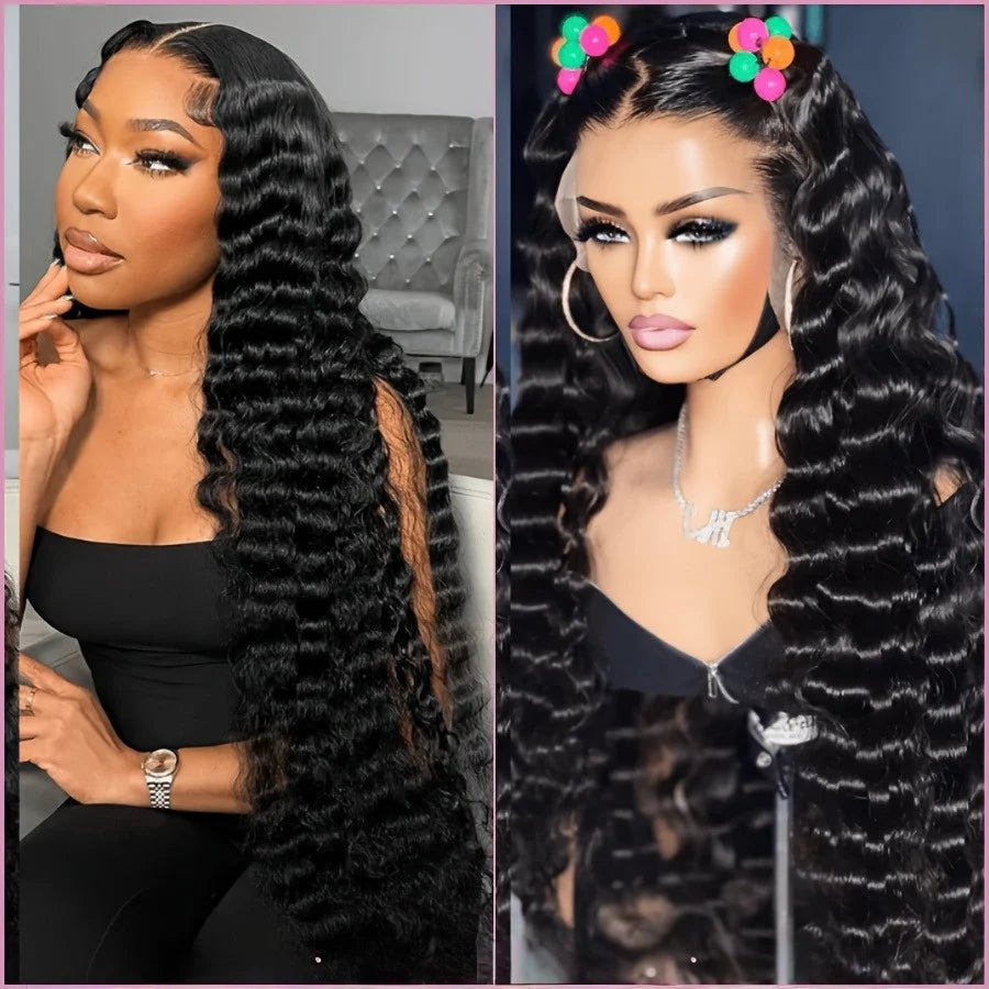 Deep Wave Lace Front Wigs Human Hair 13x6 HD Lace Front Wigs Burmese Curly 13X4 Human Hair Pre Plucked Brazilian Curly Human Hair Wig 200 Density Deep Wave Frontal Wigs Human Hair HD Lace 26 Inch Curly Wigs for Black Women Pr
