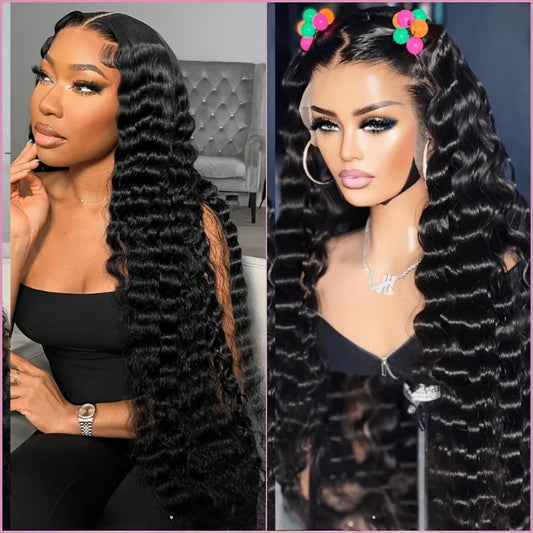 Deep Wave Lace Front Perücken Echthaar 13x6 HD Lace Front Perücken Burmesische Curly 13x4 Echthaar Vorgezupfte Brasilianische Curly Echthaar Perücke 200 Dichte Deep Wave Frontal Perücken Echthaar HD Lace 26 Zoll Curly Perücken für schwarze Frauen Pr