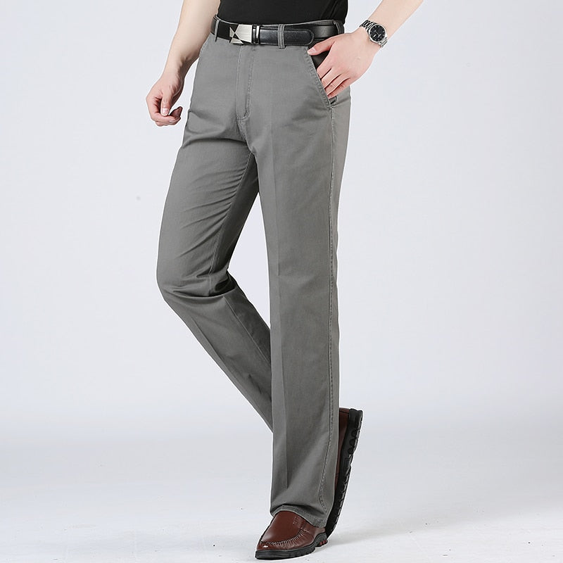 Summer Thin Men&#39;s Suit Pants Cotton Elastic Office Casual Comfort Straight Leg Pants Men&#39;s Pants