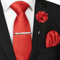 Mens Colors Solid Tie and Lapel Pin Necktie Pocket Square and Tie Clip Sets for Business Casual 4PCS