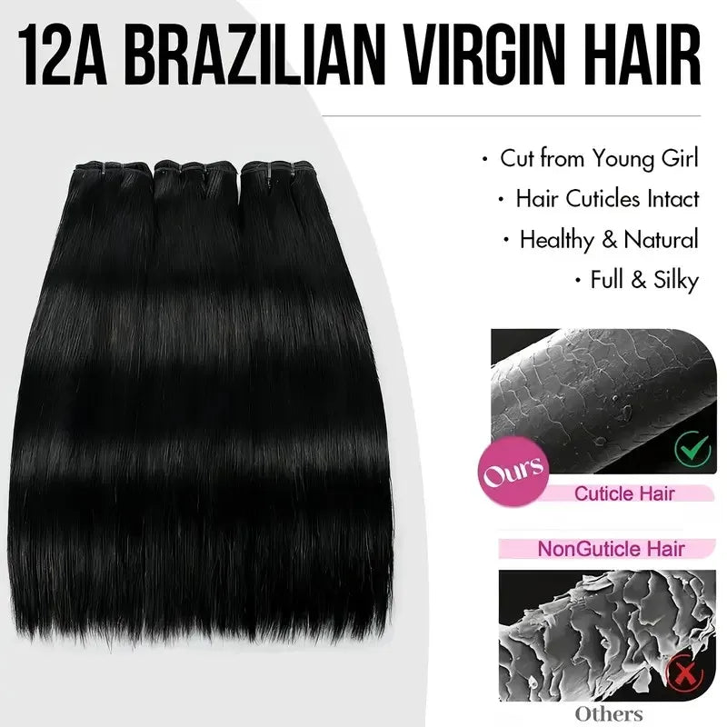 1/3/4 Pcs Bundles 24 26 28 30 Inch Bone Straight Human Hair Bundle Raw Virgin Unprocessed Human Hair Extensions Double Weft