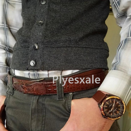 Fashion 3D Alligator Crocodile Shape Cow Leather Belt For Men Coffee Black Mens Belts Luxury Designer Belts Men High Quality B2