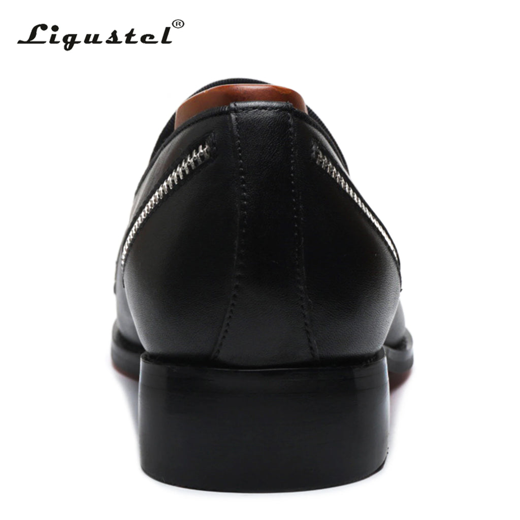Ligustel Man Original Handmade Red Bottom Shoes Men Fashion Wedding Party Black Leather Loafers Shoes for Men with Free Shipping