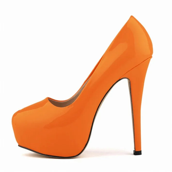 Sexy High Platform Party Shoes  New Women Concise Solid Patent Leather High Heels Shoes Fashion Shallow Wedding Shoes Woman