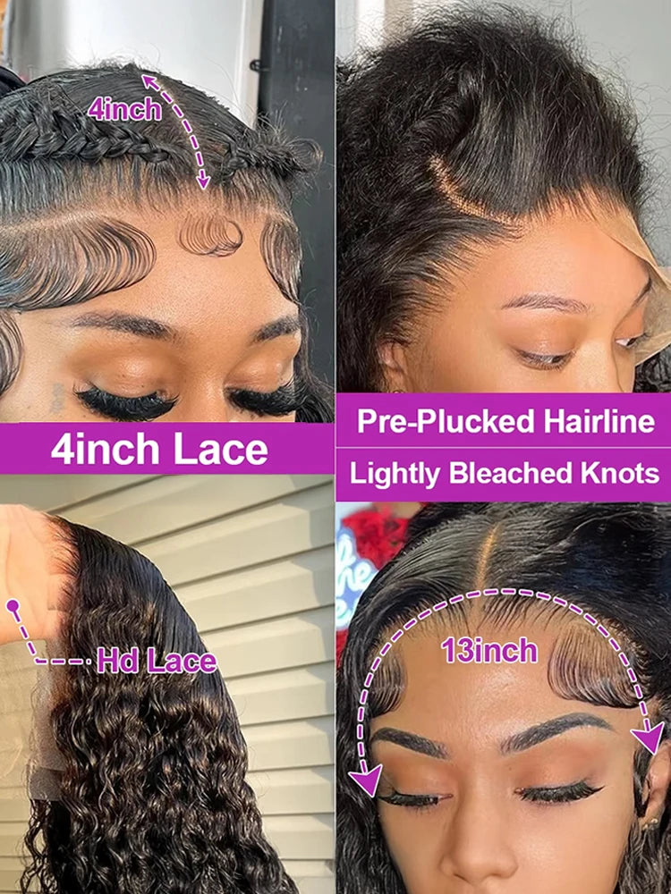 300% High Density Loose Deep Wave 40 46 50 Inch 13x6 13x4 HD Lace Frontal Human Hair Wig Brazilian 360 Full Curly Wigs For Women