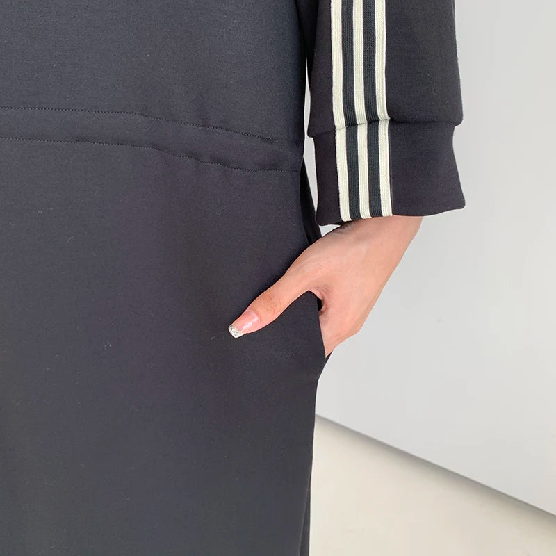 NYFS 2024 Autumn New Korea Woman Dress Vestidos Robe Elbise Loose Plus Size Letter Print Long Sleeve Long Dress