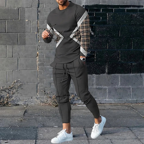 Autumn Tracksuit Long Sleeve T Shirtsweatpants Suit Men Streetwear Vintage Sweatshirt 3D Men Clothing 2 Piece Sets