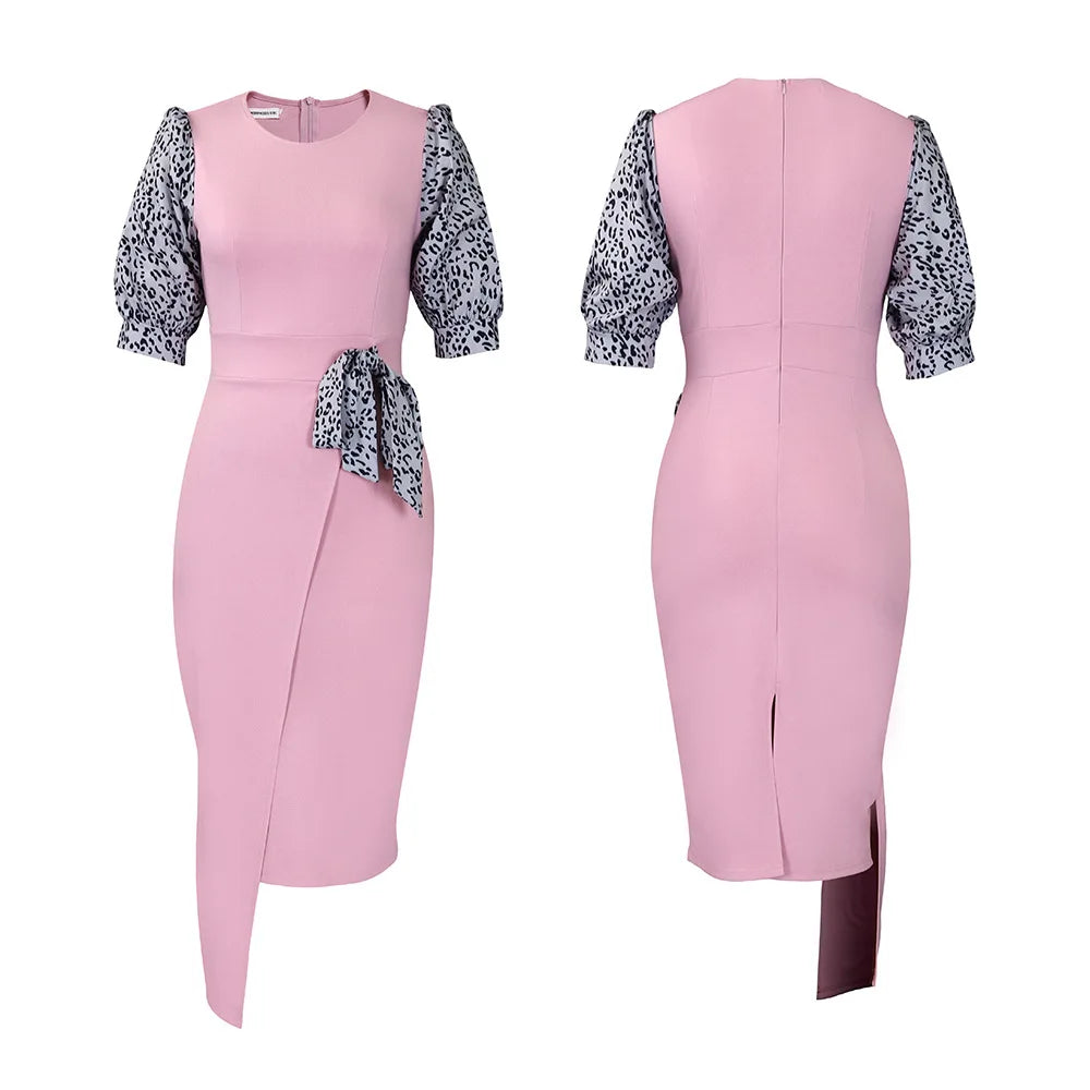 FairyShely 2025 Short Sleeve Patchwork Plus Size Dress Women Large Bodycon Big Dresses Lady Summer Party Tight Curvy Dress