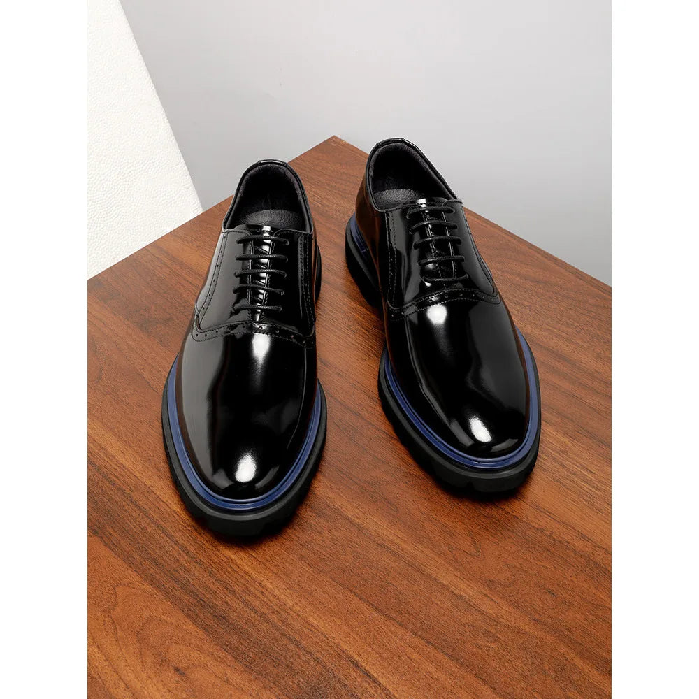 Echte Vollnarbenleder Herren Business-Schuhe Polierter britischer Stil Business Casual Oxford-Schuhe Mode Color-Block Spitz zulaufend