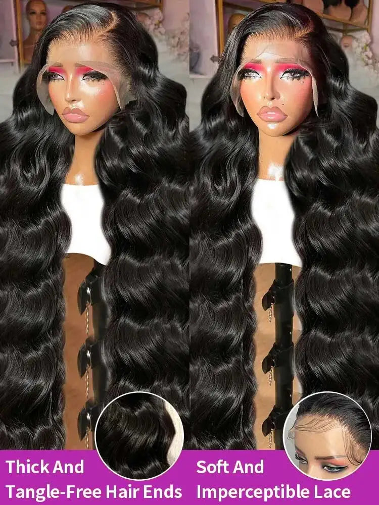 Raw Indian Body Wave 250% Density 40 42 inch 13x6 HD Lace Front Human Hair Wigs 13x4 Frontal Wigs Women Glueless Closure Wigs
