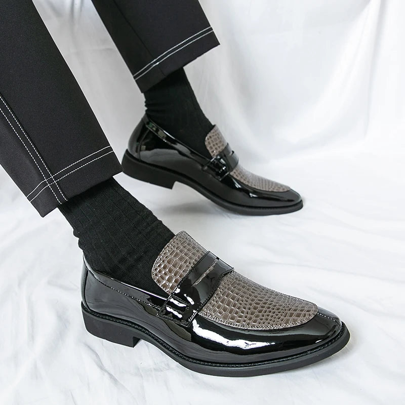 Slipper Schuhe Herren Color Blocked Business Freizeit Mode Rundkopf Formelle Hochzeitsschuhe