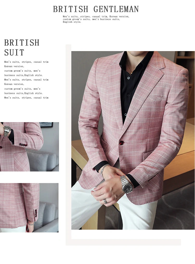 2024 New High-end Men's Two-button Suit Fashion Matching Handsome Casual Dating Slim Suit Single West Coat  Gucci Blazer Men