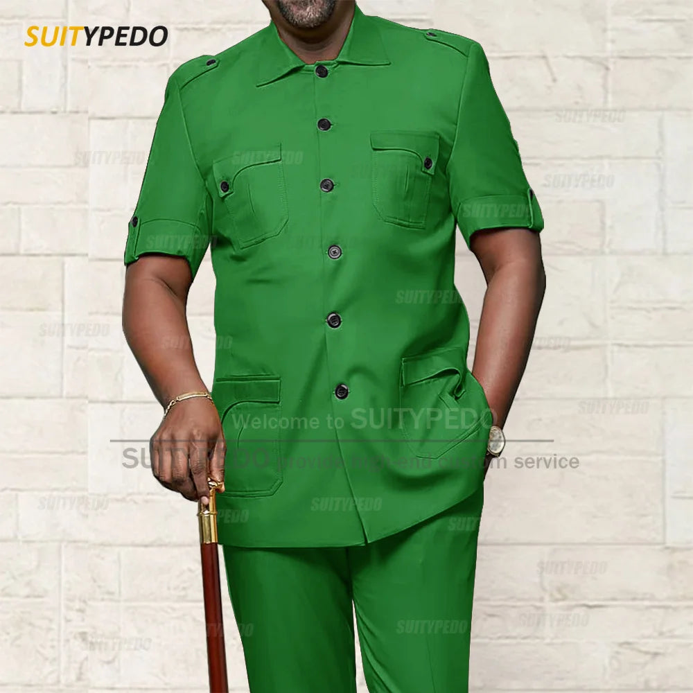 Custom Men Suit Sets For Formal Party Africa Style Male Good Quality Blazer Pants 2 Pieces Business Meeting Slim Fit Costumes