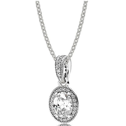 New 925 Sterling Silver Sparkling Elegance Earring Necklace With Crystal For Women Jewelry Set Birthday Birthday Gift