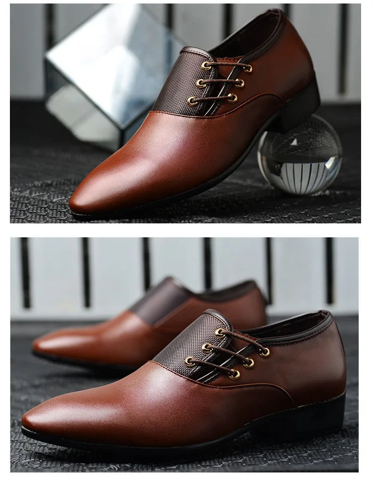 2026 Classic Men Dress Shoes Round Toe Cow Leather Business Casual Shoes Mens Wedding Shoes Oxford Formal Shoes Big Size 38-48