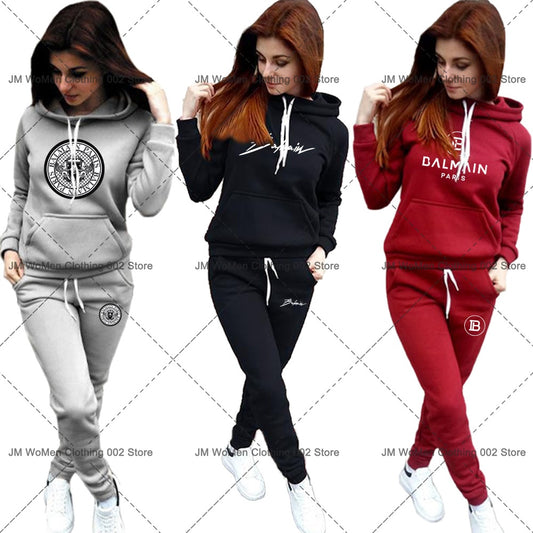 Autumn Winter Woman Hoodies Suit Ba Print Casual Sports 2 Piece Sets Womens Tracksuit Outfits Fashion Jogging Pullover Clothing