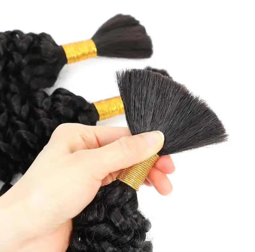 Human Braiding Hair Deep Water Wave Bulk No Weft Design 110g 1 Bulks Full Thick Bouncy Curly Bulk Hair Extensions For Braids