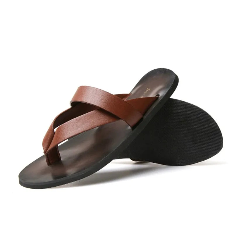 Flip-flops men's fashion summer casual men's sandals fashion men genuine leather  flip-flops D20