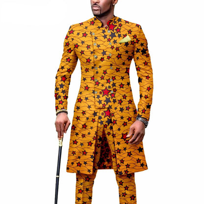 New Casual African Fashion Men's Suit Slim Two-piece Set спортивный костюм мужской Pant Sets Ropa Para Hombres  suits for men