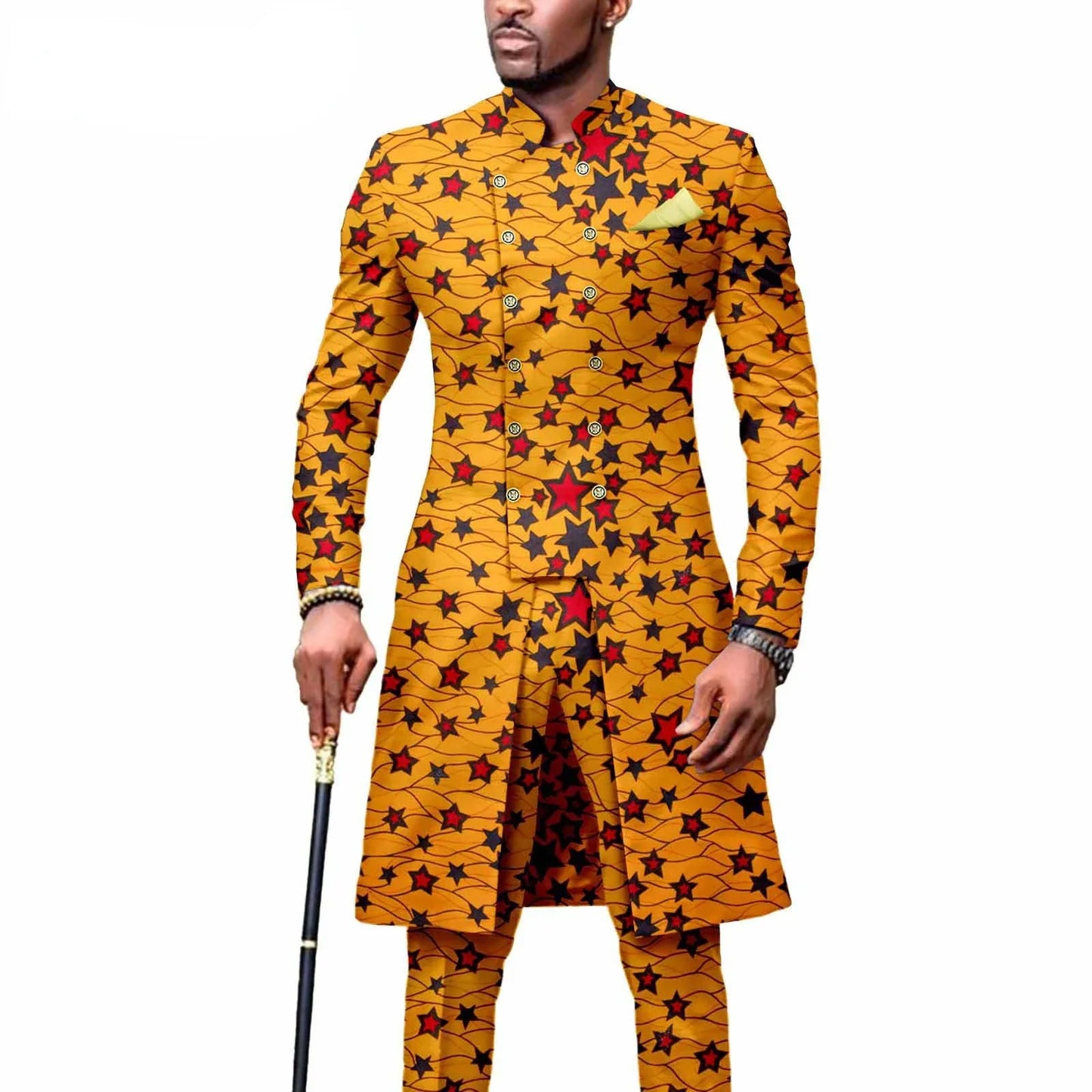 New Casual African Fashion Men's Suit Slim Two-piece Set    Pant Sets Ropa Para Hombres  suits for men