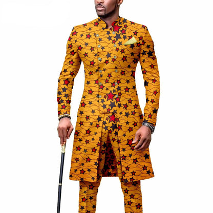 New Casual African Fashion Men's Suit Slim Two-piece Set    Pant Sets Ropa Para Hombres  suits for men