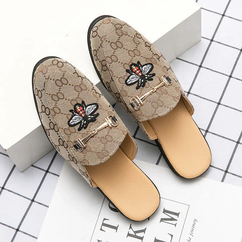 Sandals Designer Slipper Men Casual Shoes Luxury Brand High Quality Metal Button Slipper Loafers Summer Half Shoes For Men Shoes