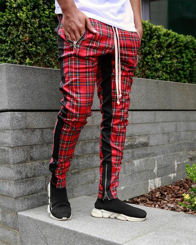 Jogger Men&#39;s Casual Pants Plaid Slim Fit Men&#39;s Trousers Fashion Streetwear Fashion Men&#39;s High Quality Trend Trousers