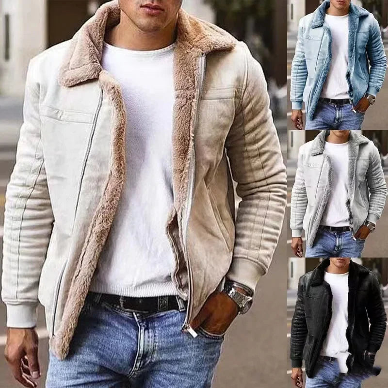 Men's jacket imitation fur winter coat thickened with warm zipper Pilot jacket autumn  winter jacket men