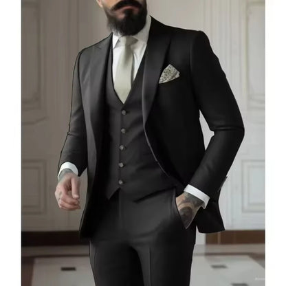 Sage Green Men's Slim Fit 3 Piece Suits (Jacket+Vest+Pant) Wedding Groom Tuxedos Prom Formal Male Party Blazers