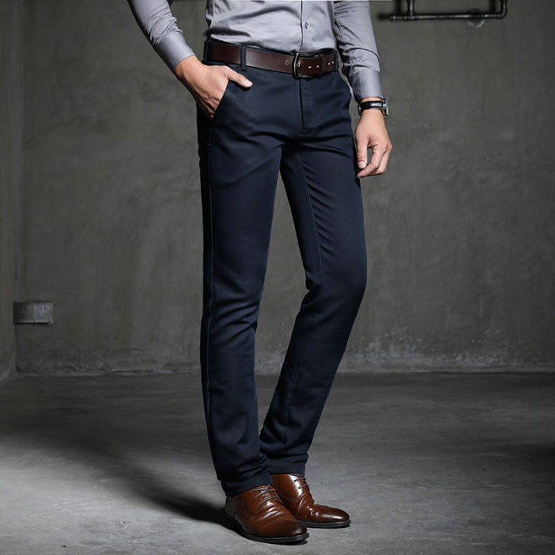 Fashion Men Suit Pants Large Size Fashion Office Meeting Business Casual Stretch Slim Comfortable Breathable Black Blue Trousers