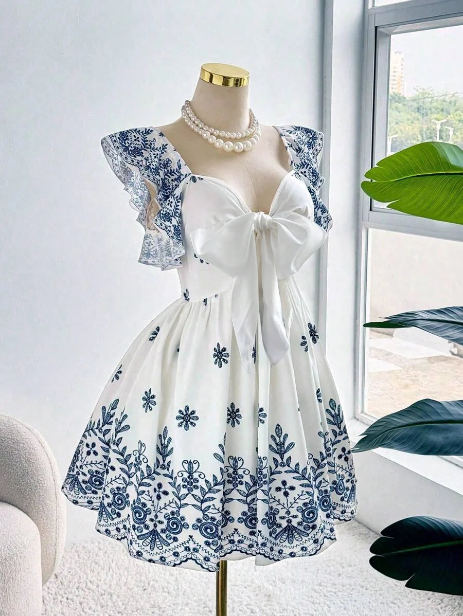 Große Größen Elegantes Kleid Modischer Ethno-Druck Raffinierte Handwerkskunst Stilvolles und Anspruchsvolles Drapiertes Design