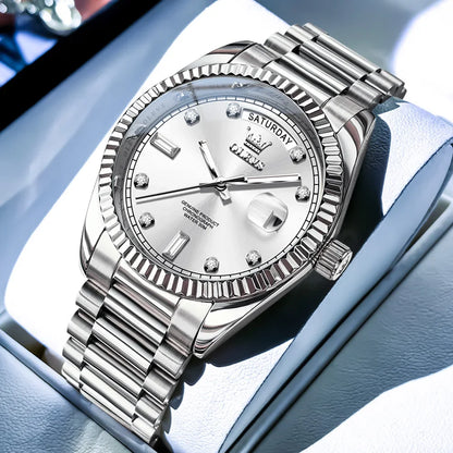 OLEVS 6736 Mens Watch High Quality Luxury Automatic Mechanical Wristwatch Waterproof Stainless Steel Watches Man